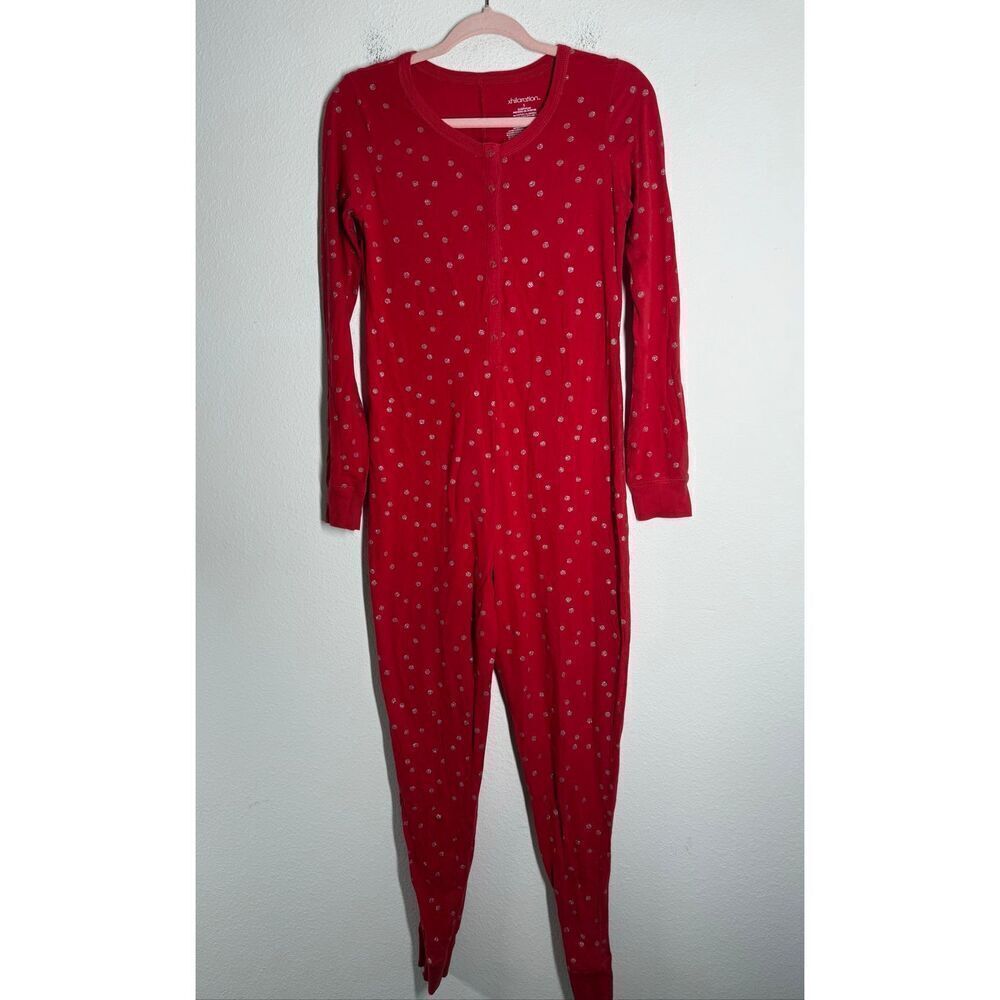 Xhilaration One Piece Pajamas Red Polka Dot Cotton Blend Size S